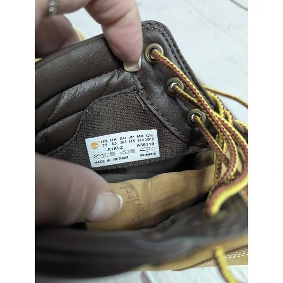 Timberland Womens Wheat/Brown/White Lace-Up Nubuck Dausette Sneaker Boots Sz 7.5 - Picture 7 of 9